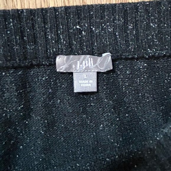 J.JILL silk/cotton alyssa sweater skirt flecked charcoal gray donegal size L - Picture 3 of 7